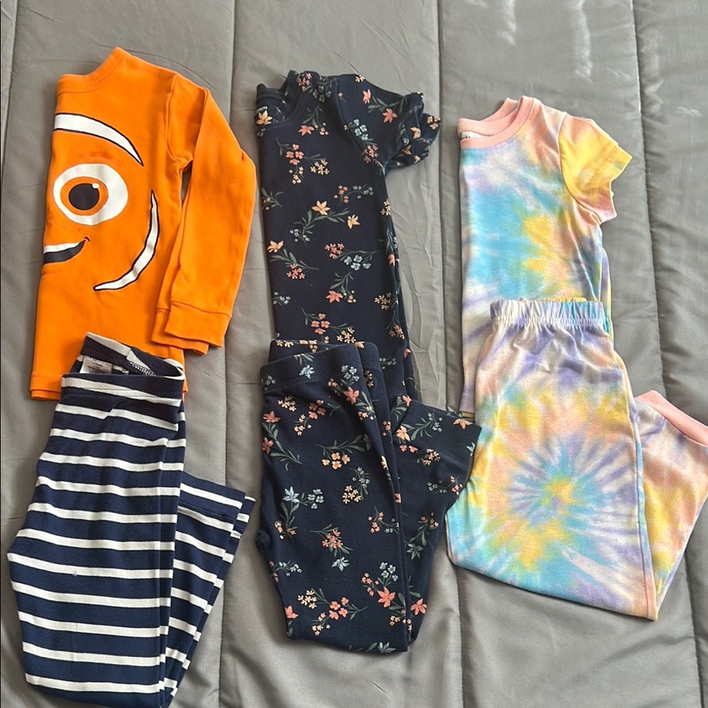 Disney Nemo, Tie Dye Lucky Brand and Floral Pajama Set Bundle